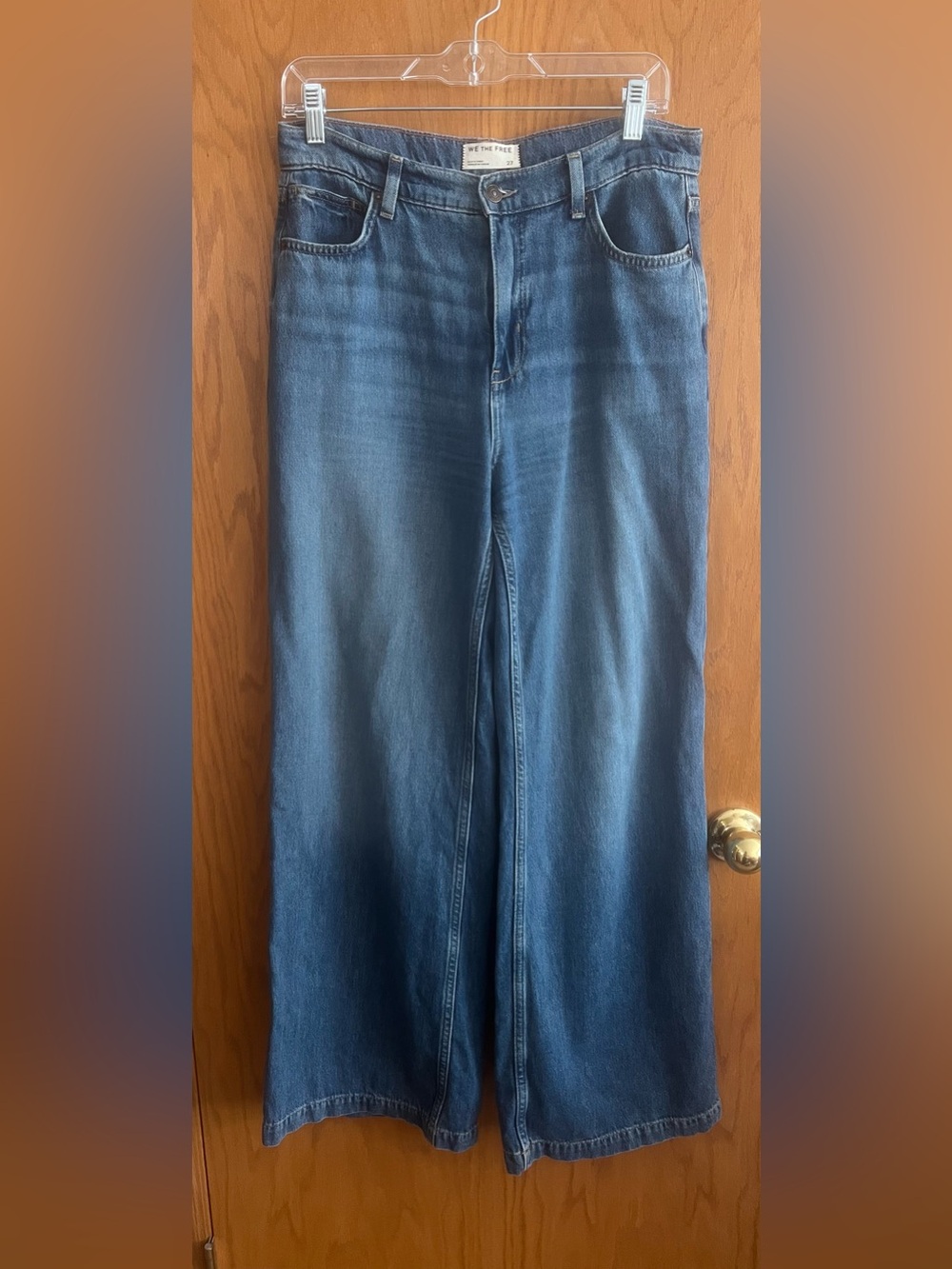 We The Free Wide Leg High-Rise Jeans in Medium Blue Wash